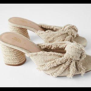 Zara frayed heeled sandals